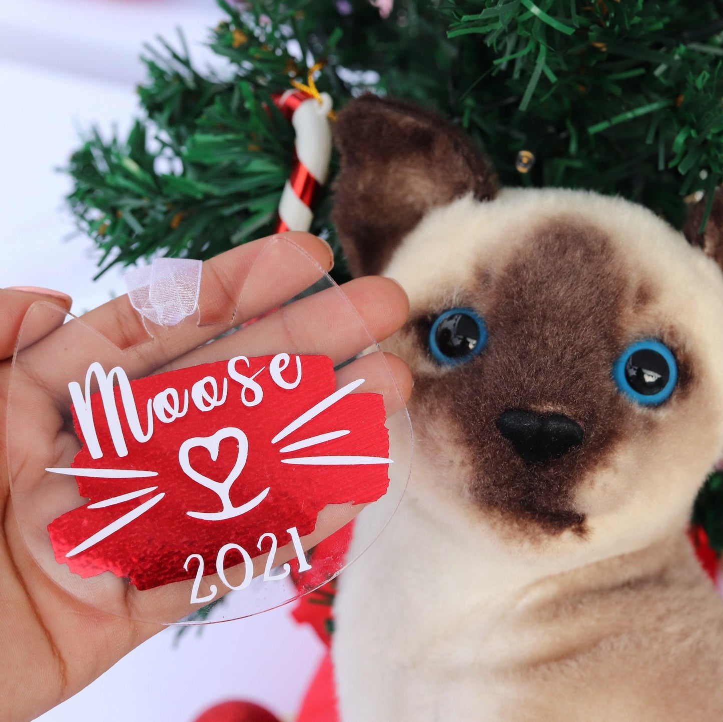 Cat ornament personalized, custom cat ornament, Christmas cat name ornament,gift for cat lover, custom cat shape, funny Christmas decoration