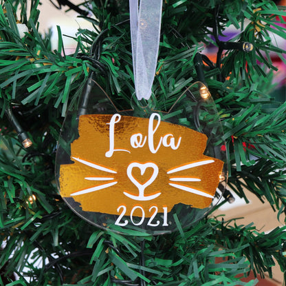 Cat ornament personalized, custom cat ornament, Christmas cat name ornament,gift for cat lover, custom cat shape, funny Christmas decoration