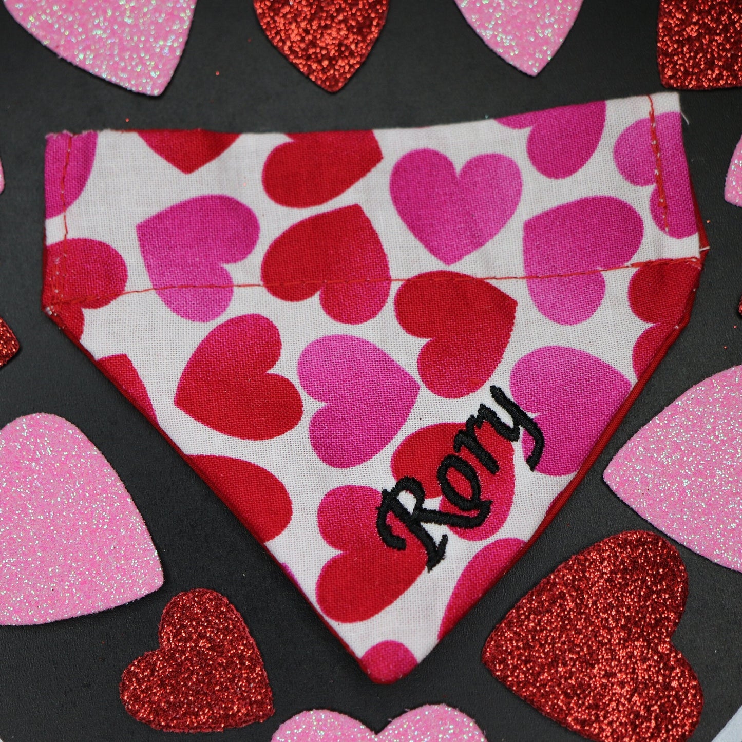 Personalized Red And Pink Hearts Dog Bandana- Valentines