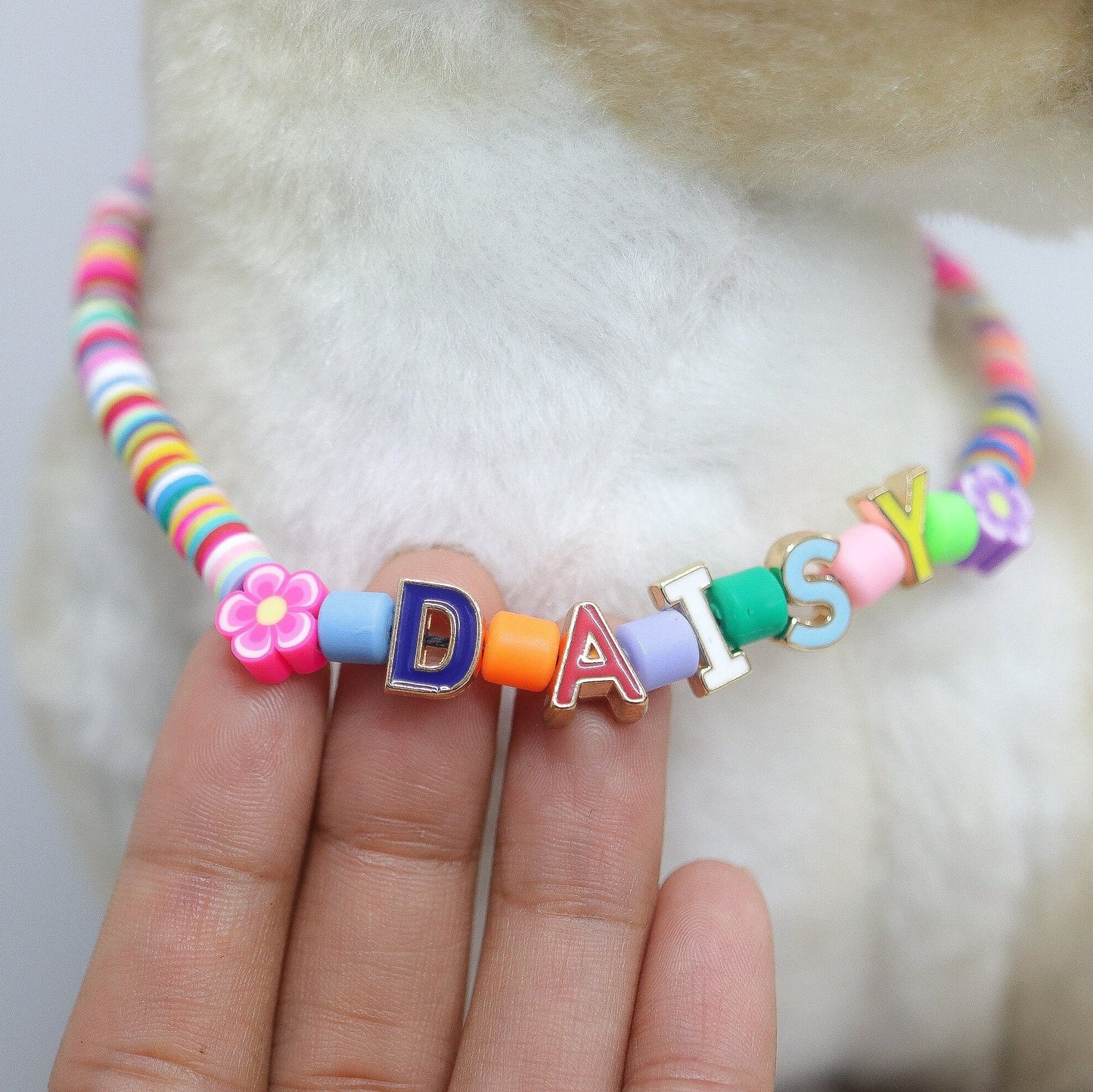 Custom name girl cat collar, bead kitten collar, rainbow bead cat collar, cute cat collar, kitty play collar, colorful summer cat necklace