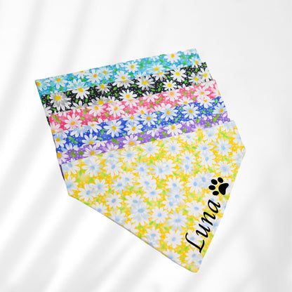 Daisy Flower Dog Bandana- Custom Name Dog Bandana