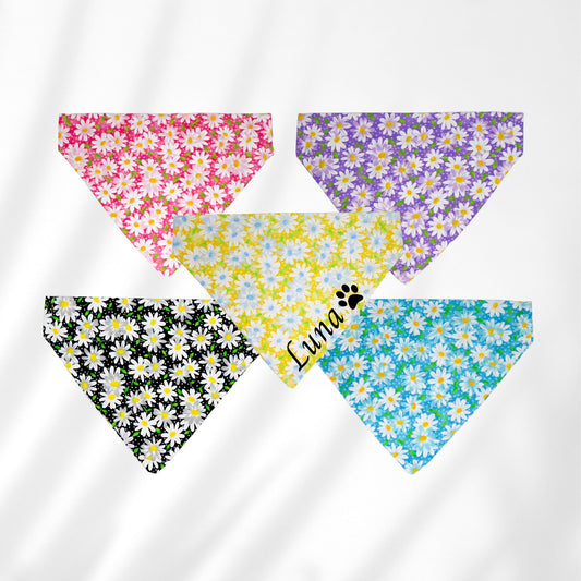 Daisy Flower Dog Bandana- Custom Name Dog Bandana