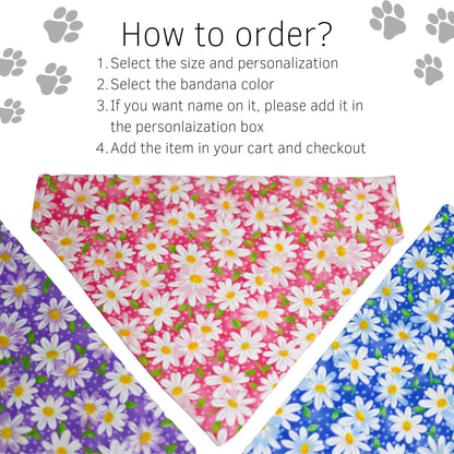 Daisy Flower Dog Bandana- Custom Name Dog Bandana