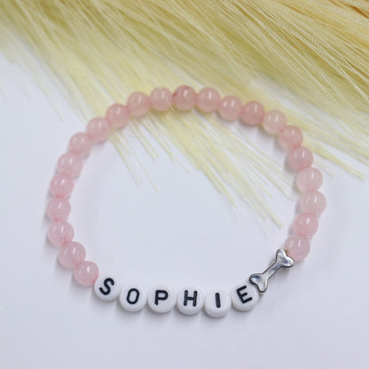 Pet Name Stone Bracelet- Charm Bone