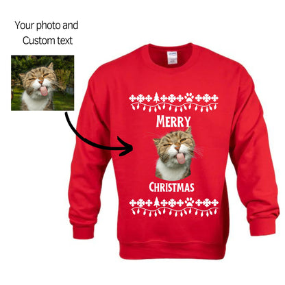 Custom dog face Christmas sweater, ugly sweater funny