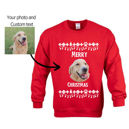 Custom dog face Christmas sweater, ugly sweater funny