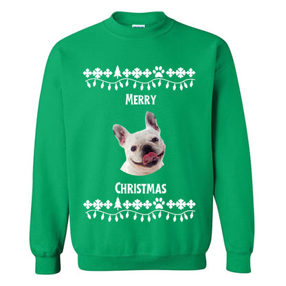 Custom dog face Christmas sweater, ugly sweater funny