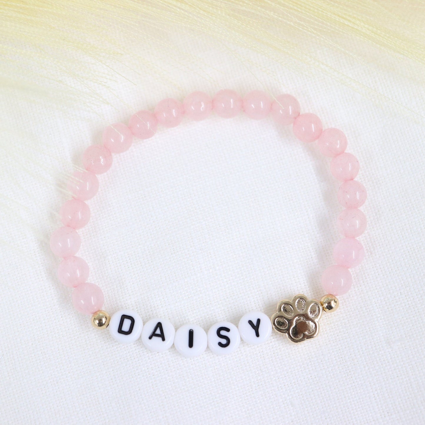 Custom dog/cat name bracelet-Gold paw print bead