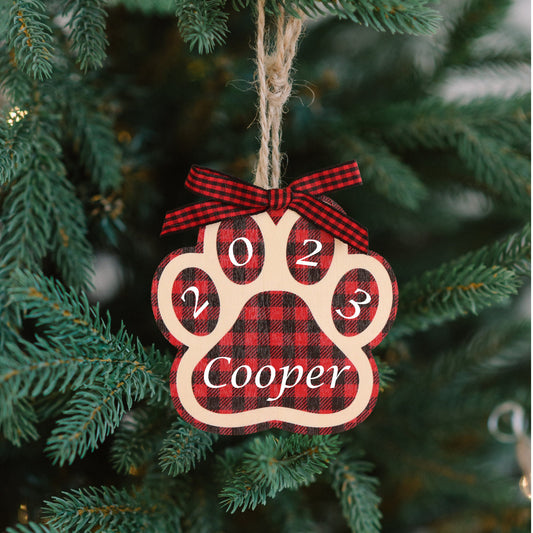 Custom Dog Name Paw Print Ornament