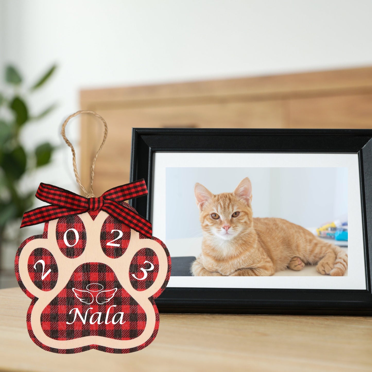 Paw Print Ornament with angel wings