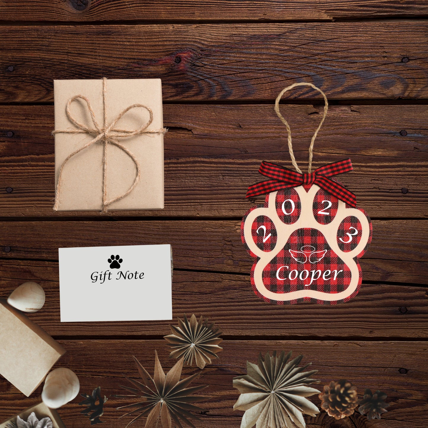 Paw Print Ornament with angel wings