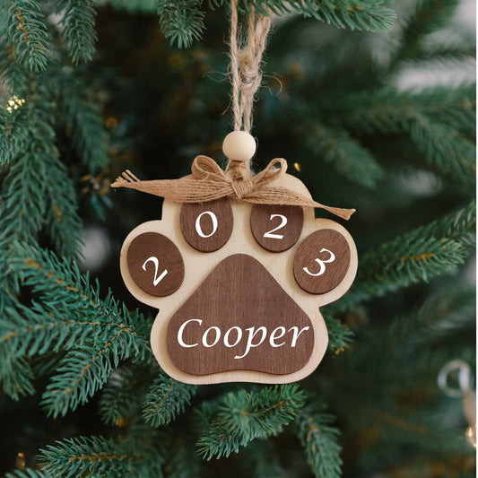 Custom Dog Name Paw Print Ornament