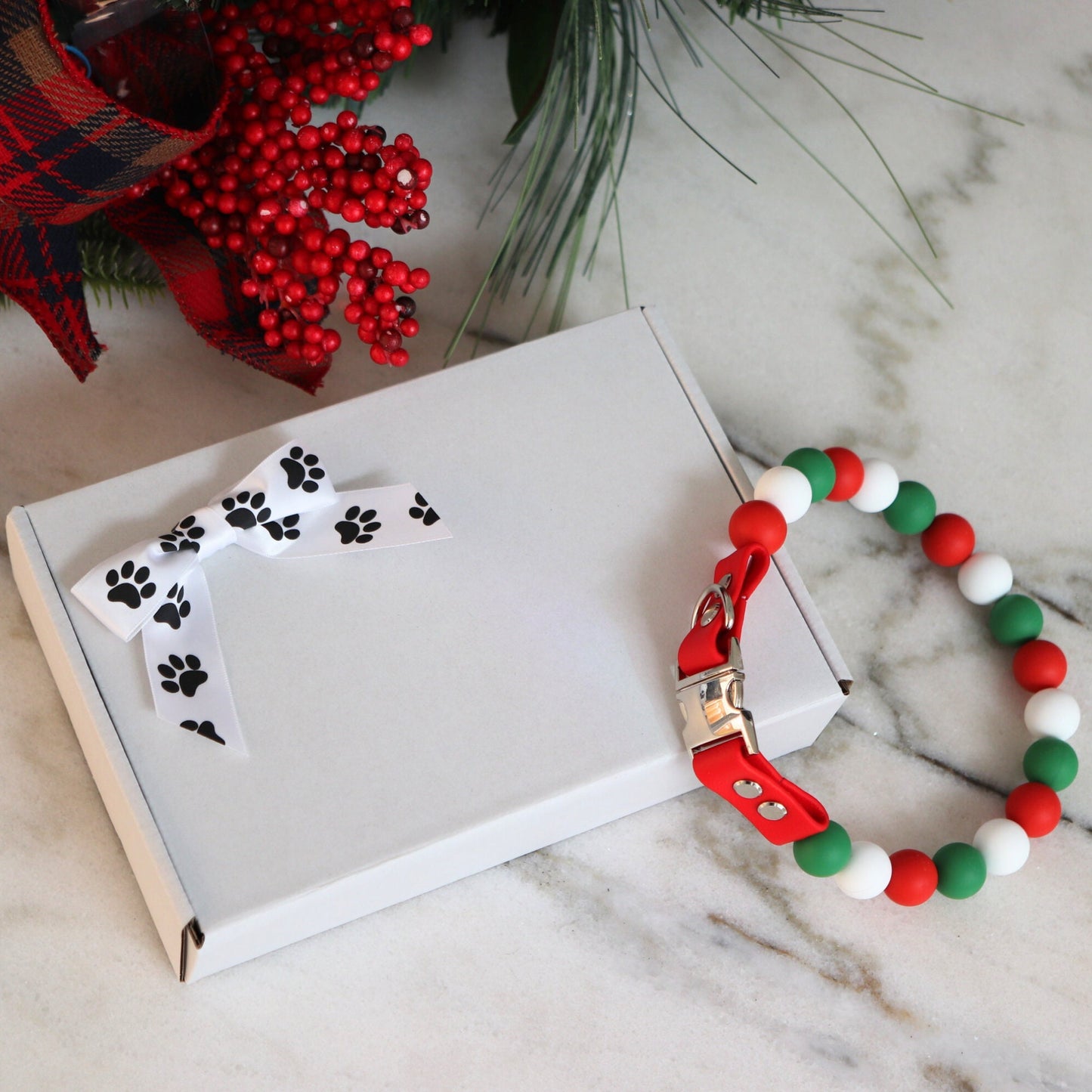 Beaded Christmas Collar- Silicone Beads