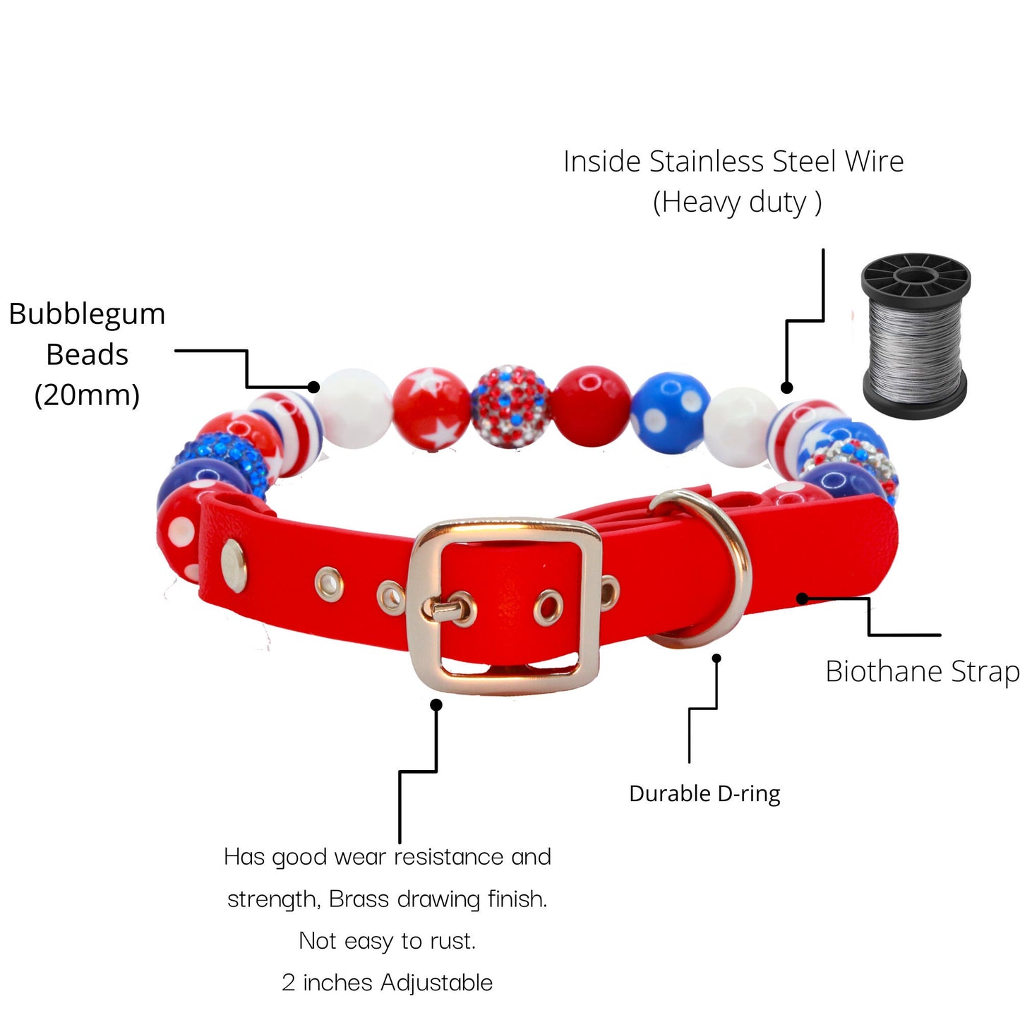 Adjustable 4th of July Dog Collar