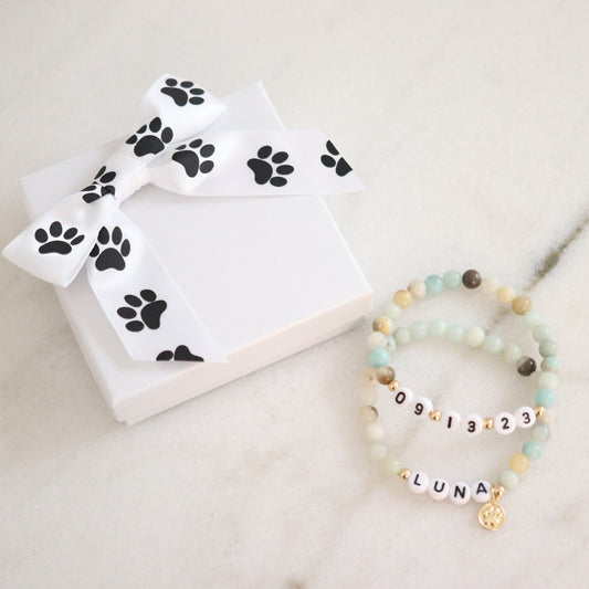 Memorial dog/cat name bracelet- Set of 2