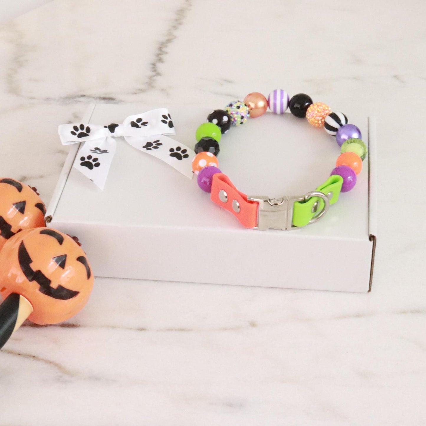 Halloween beaded dog collar