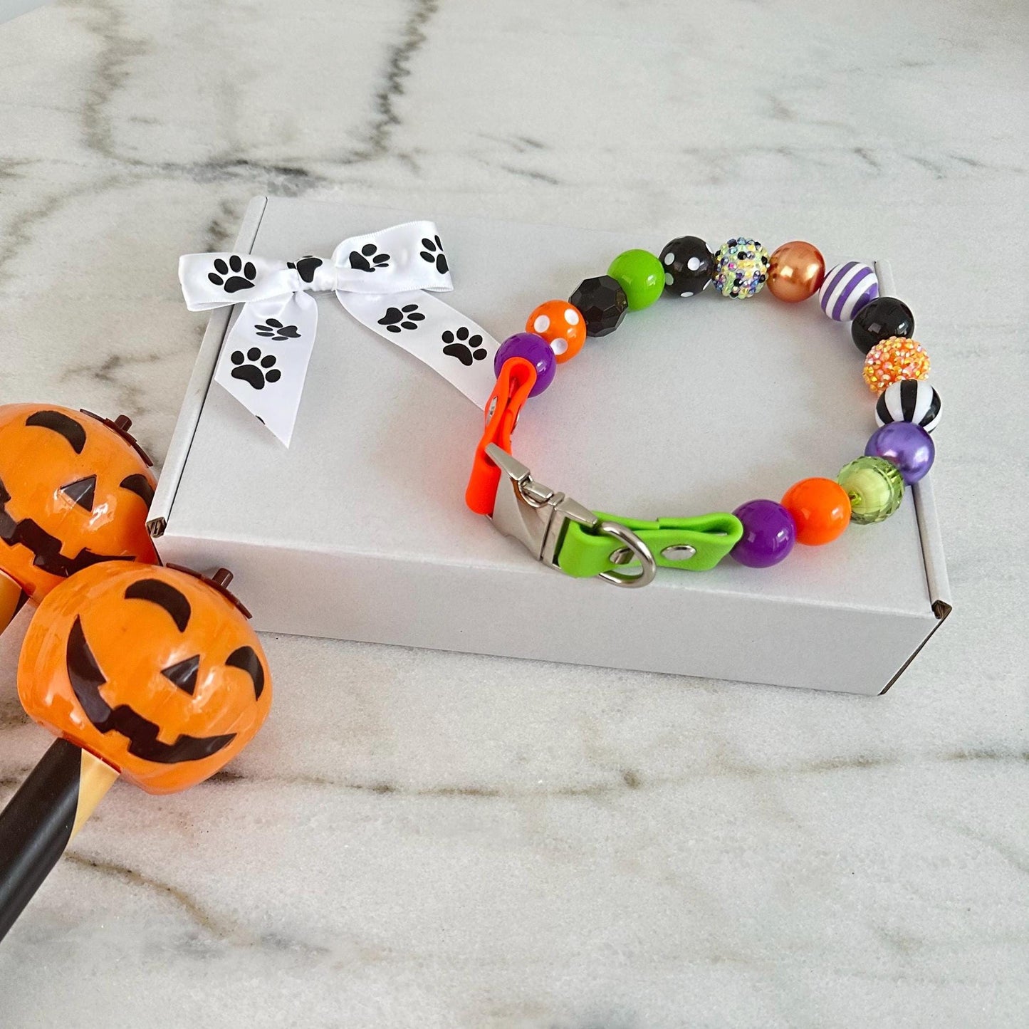 Halloween beaded dog collar