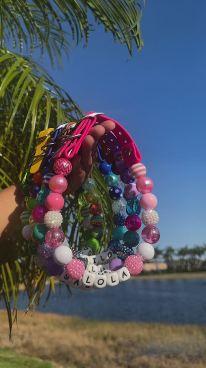 Adjustable Beaded Name Dog Collar-Rhinestone Beads 20MM