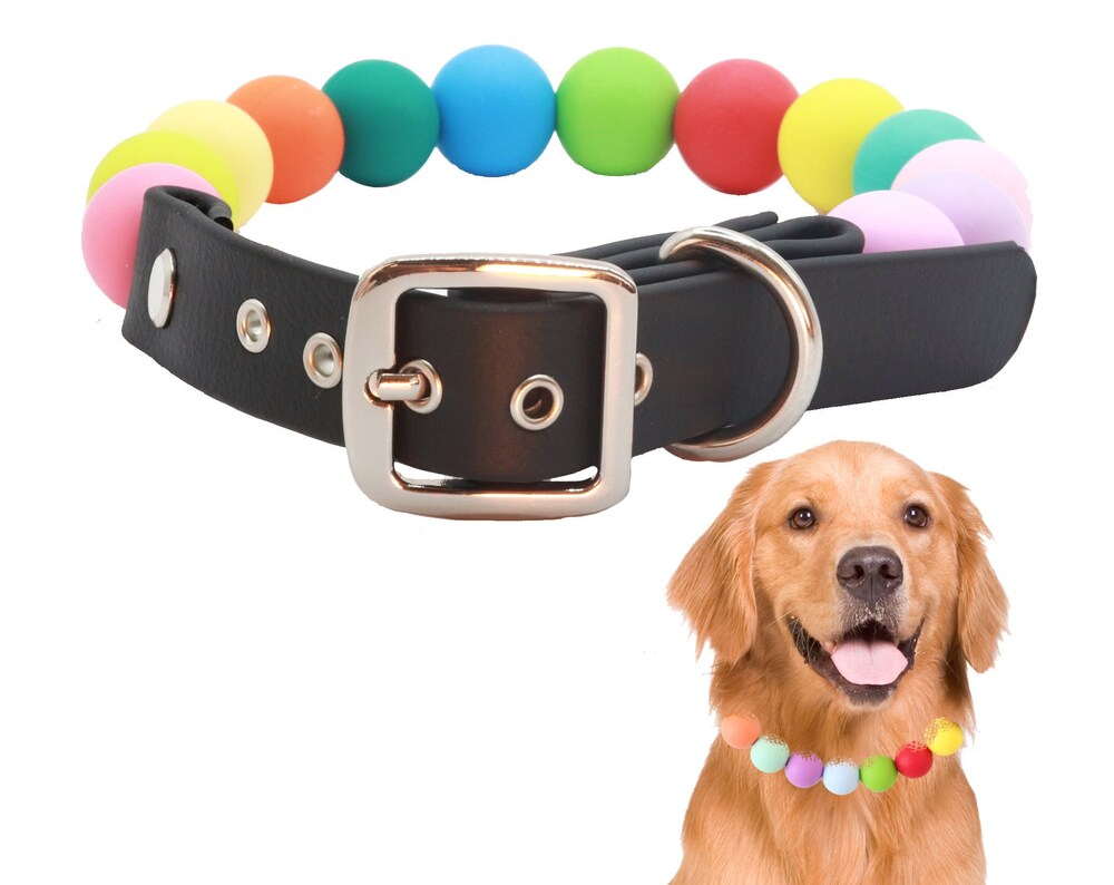 Design your own Dog/Cat Collar! Custom name, beads and strap options-Adjustable